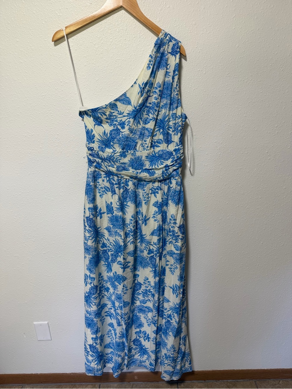 Taylor One-Shoulder Blue Floral Maxi Dress